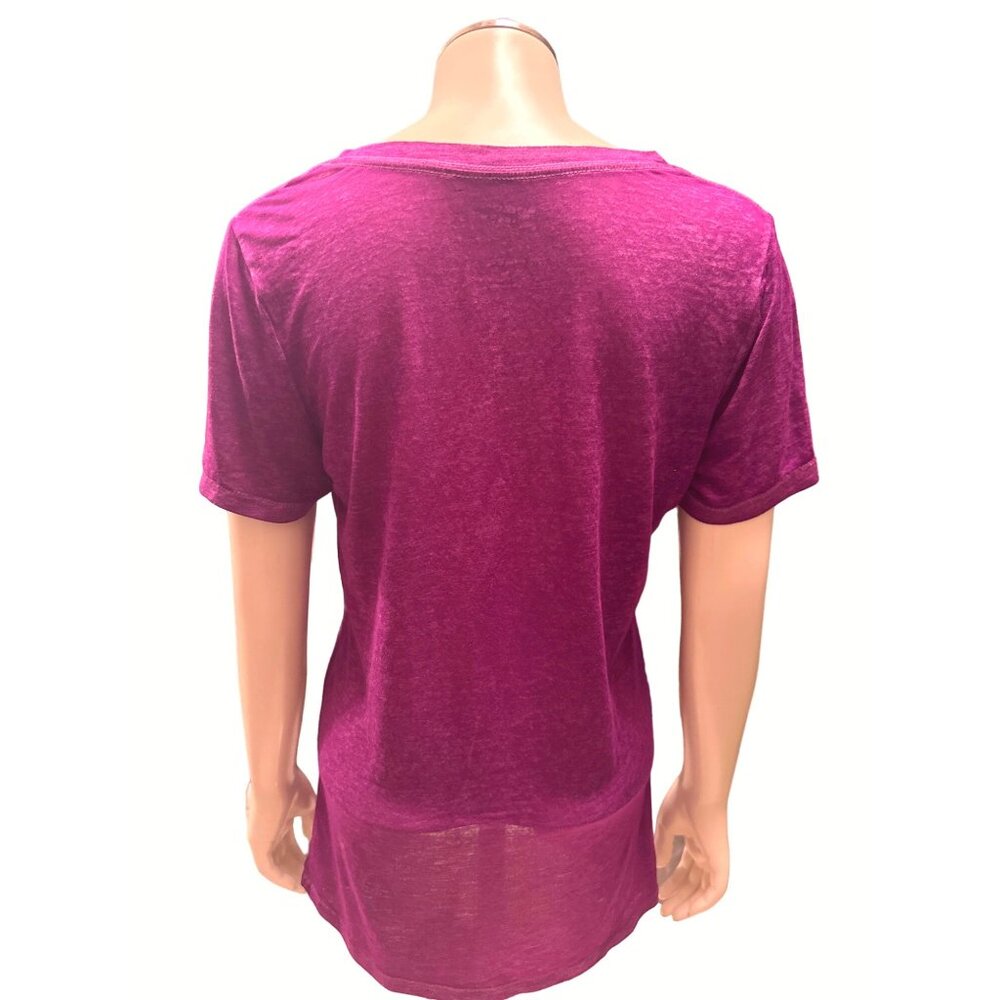 Arizona Jean Company Sheer Lightweight V Neck T Shirt Purple  Size M - Picture 3 of 8